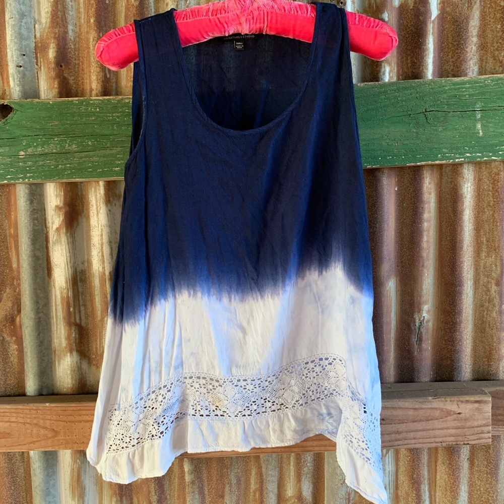 blue and white tie dye